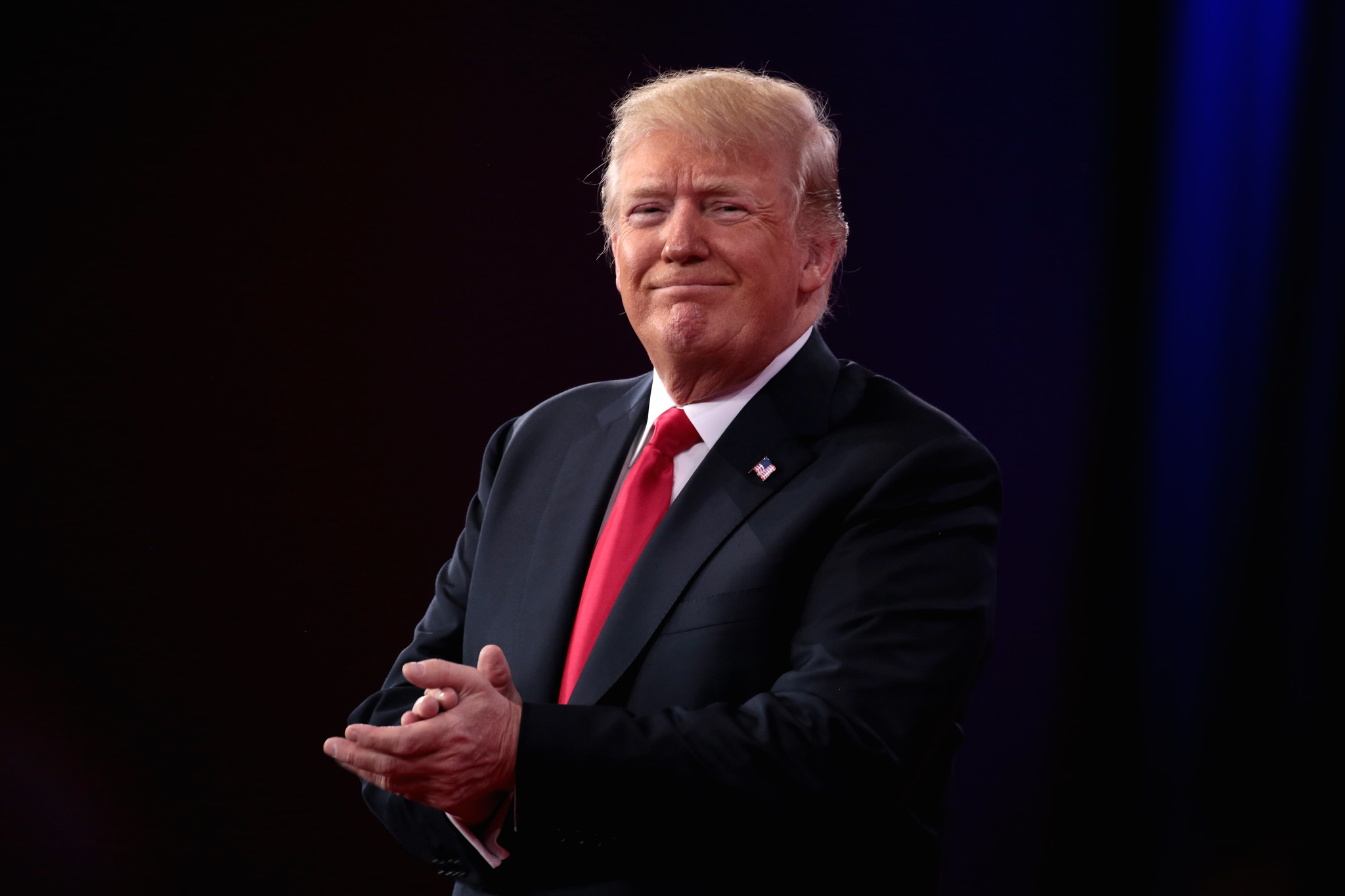 President Donald Trump before speaking at CPAC in 2018